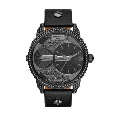 Diesel The Daddies Series Black Leather Men Watch-DZ7328