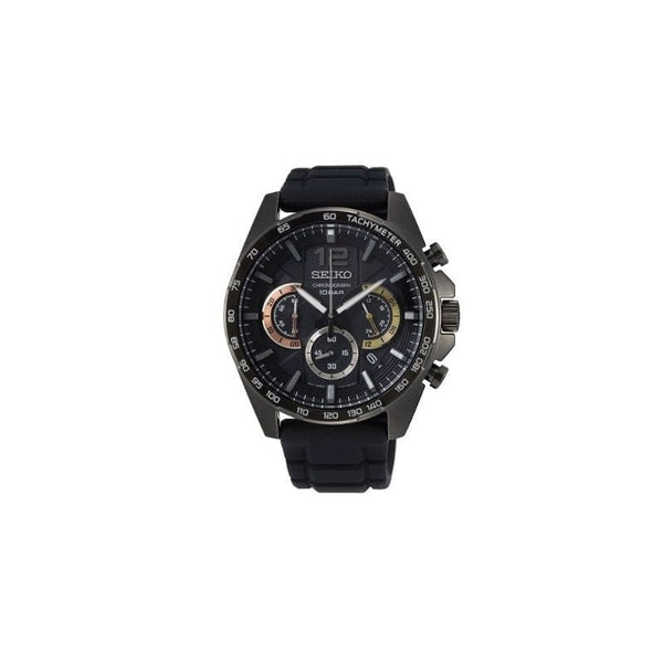 Seiko Men's Chronograph Black Silicone Watch - SSB349P1