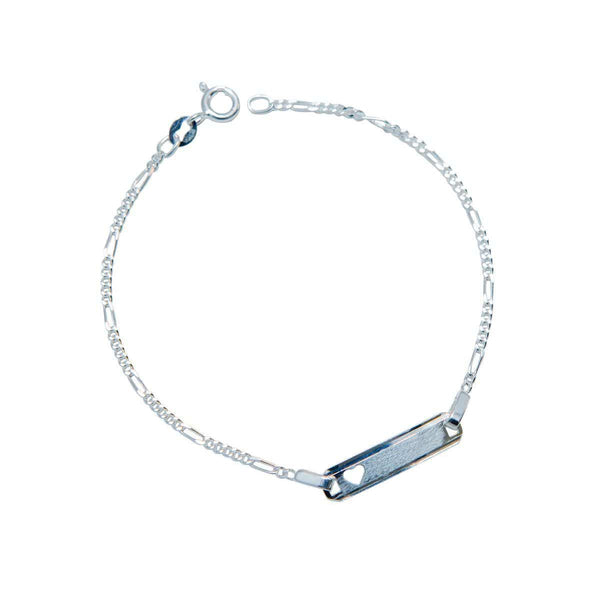925 Sterling Silver - Figaro 3+1 ID Heart Bracelets - 19cm