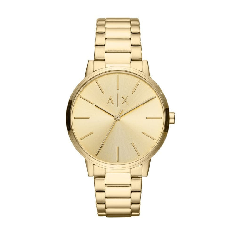 Armani exchange black online gold watch