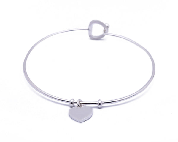 Broadway Jewellers - 925 Sterling Silver - Heart Charm Bangle