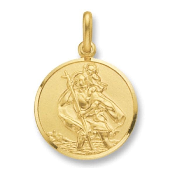 Broadway Jewellers - 9ct Yellow Gold - Round St Christopher Pendant