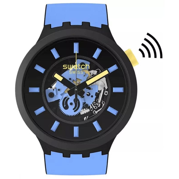 Swatch-Pay! By Day Blue Unisex Rubber Watch-SB03B112-5300