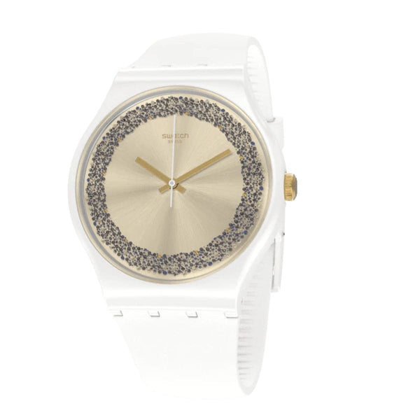 Swatch-Sparklelightening White Unisex Rubber Watch-SUOW168