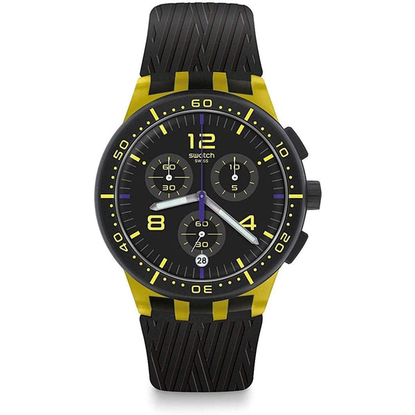 Swatch-Yellow Tire Black Unisex Rubber Watch-SUSJ403