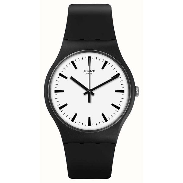 Swatch-Blackbackpay! Black Unisex Rubber Watch-SVIB105-5300