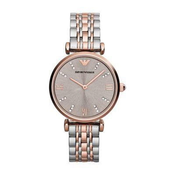 Armani Gianni T-Bar Rose Gold/Silver Stainless Steel Women Watch-AR1840