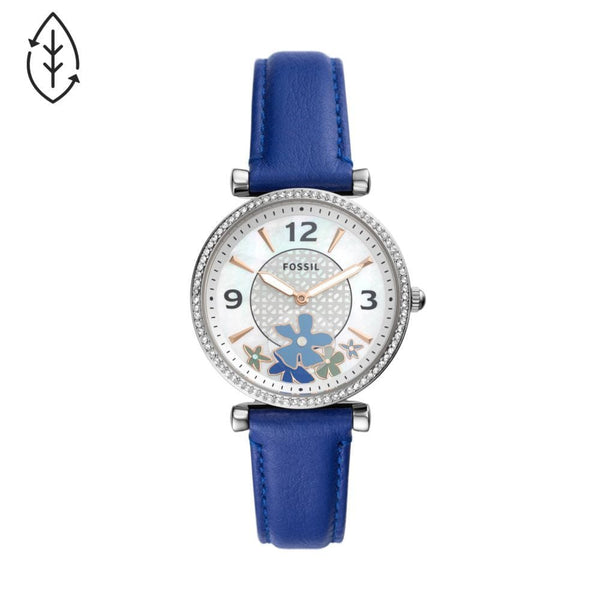 Fossil Carlie Womens Blue Leather Watch - ES5188