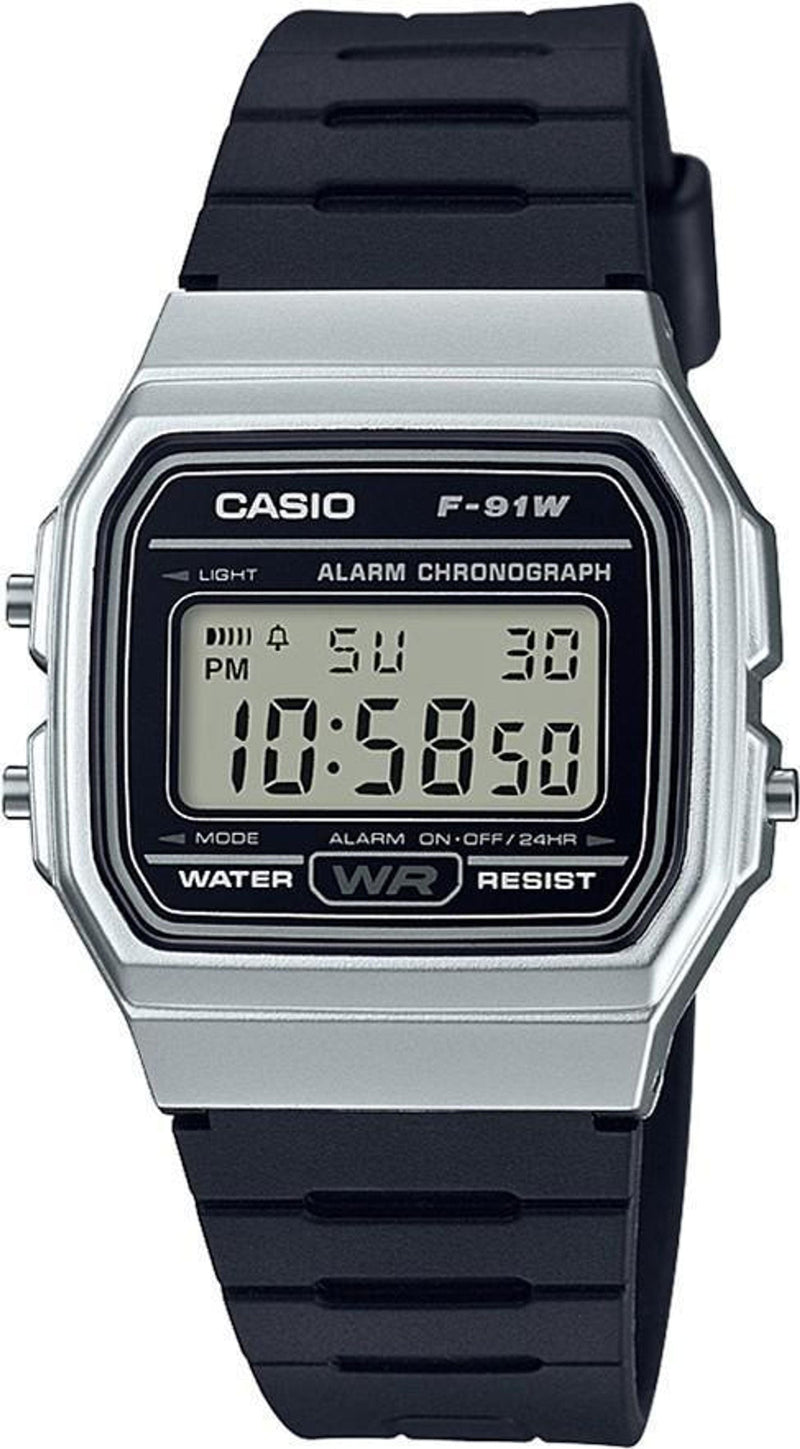 Casio Men's F-91WM-7ADF Digital Watch - Black and Silver