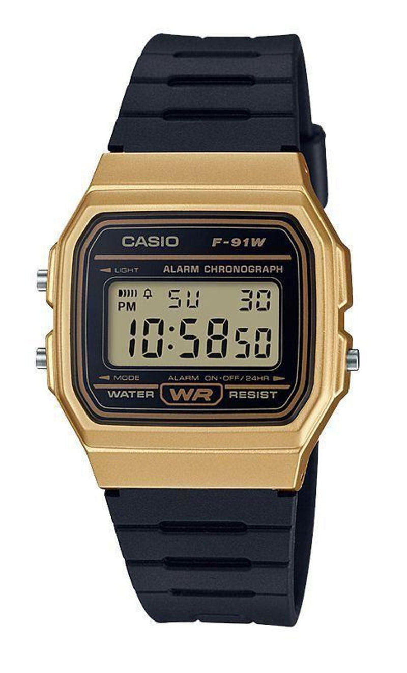 Casio Men's F-91WM-9ADF Digital Watch - Black and Gold