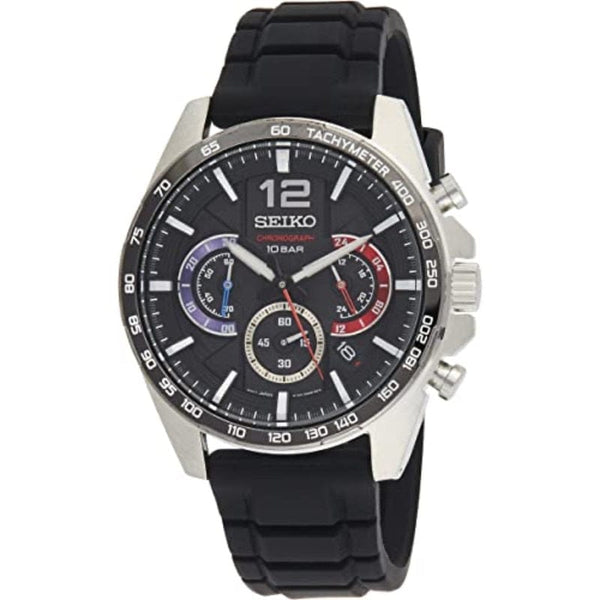 Seiko Men's Chronograph Black Silicone Watch - SSB347P1