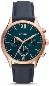 Fossil Fenmore Midsize Multifunction Navy Leather Watch -BQ2412