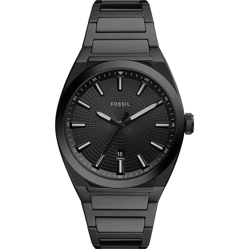 Fossil Men Everett Black Stainless Steel Watch-FS5824