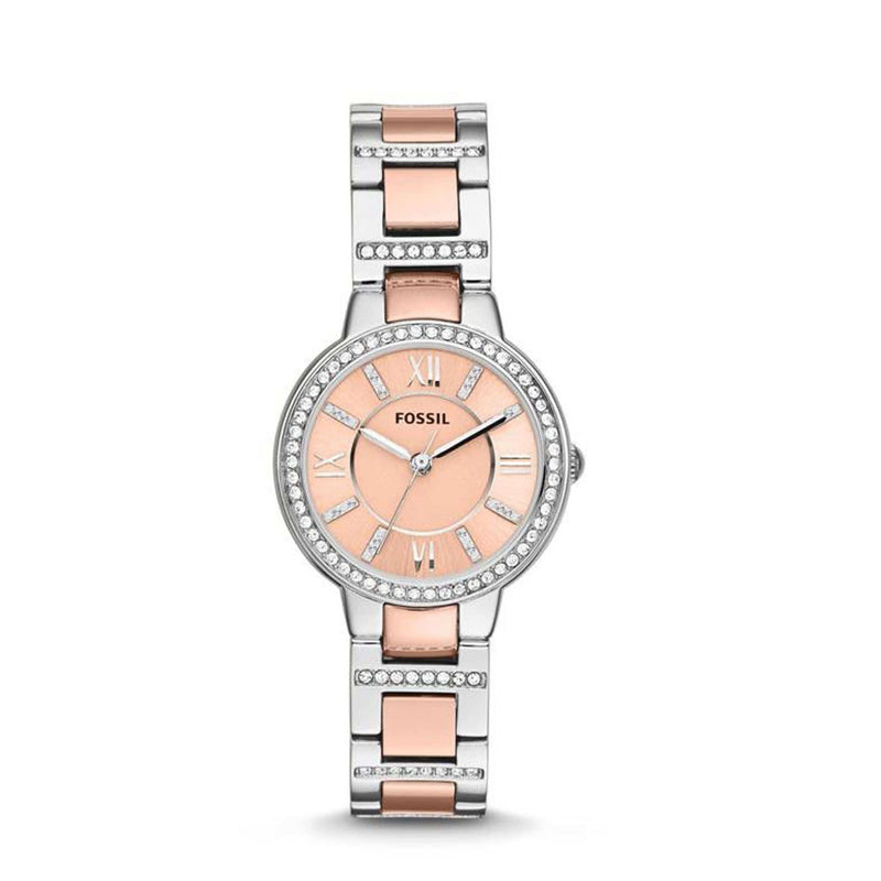 Fossil Virginia Silver/Rose Gold Stainless Steel Women Watch-ES3405