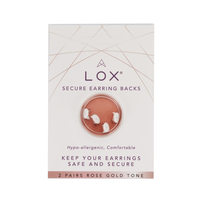 LOX Secure Earring Backs 2 Pairs Pack Gold/Rose Gold /Silver Hypo